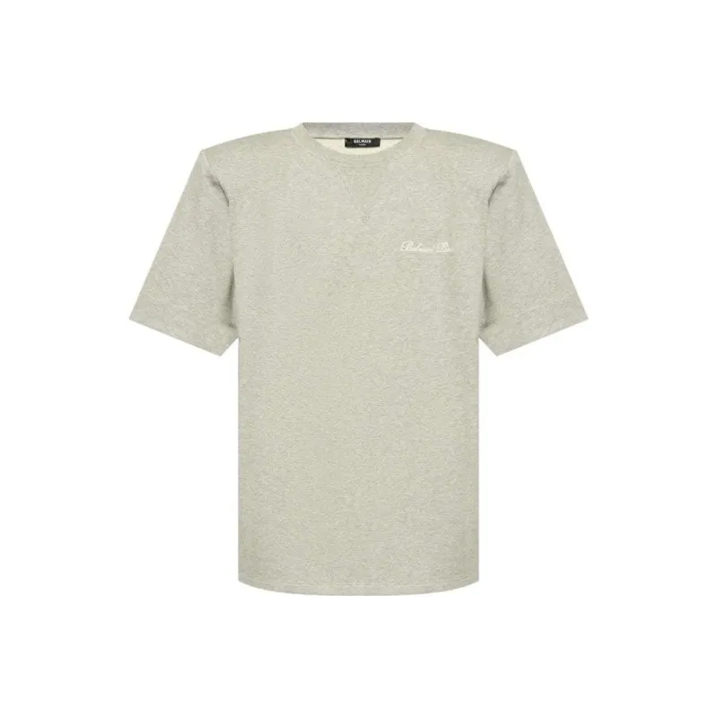 BALMAIN Logo Embroidered Crewneck T Shirt-0