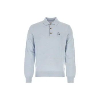 Maison Kitsune Fox Head Patch Fine-Knit Polo Shirt