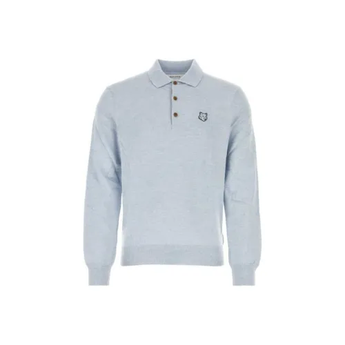 Maison Kitsune Fox Head Patch Fine-Knit Polo Shirt
