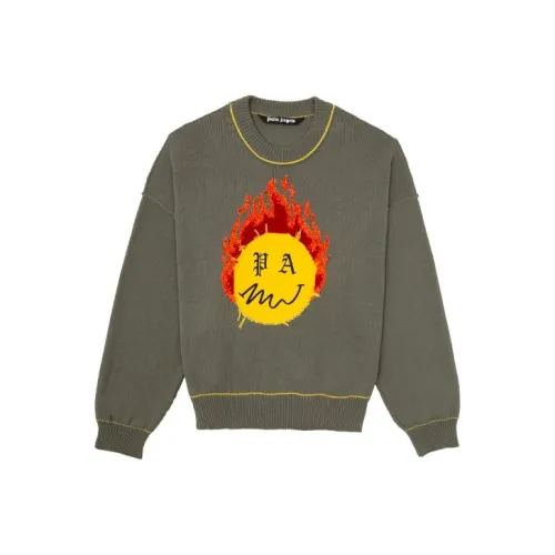 PALM ANGELS Smiley Intarsia Burning Head Knitted Crewneck