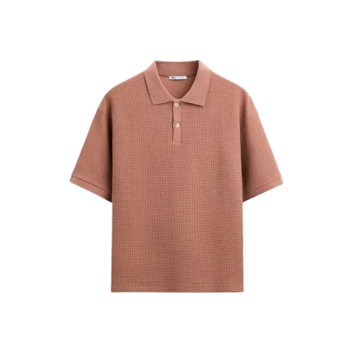 ZARA Polo Shirts Men Brown