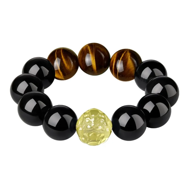 Moonstone Edge Natural Obsidian Bracelets Men's-0