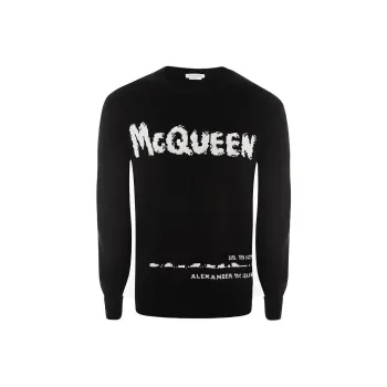 Alexander McQueen Graffiti Logo Intarsia Knitted Jumper