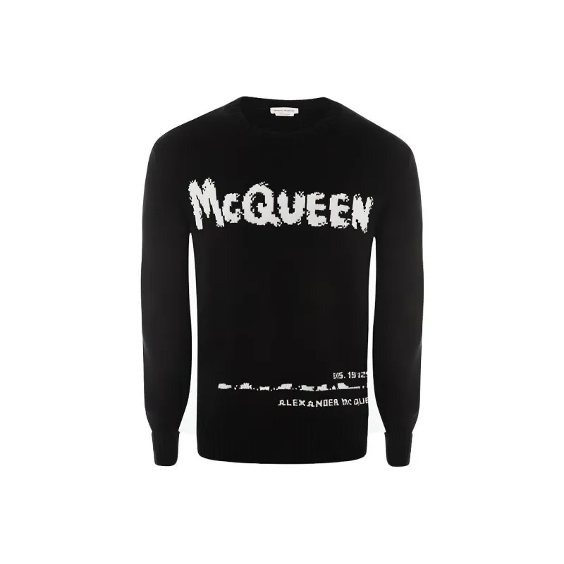 Alexander McQueen Graffiti Logo Intarsia Knitted Jumper-0