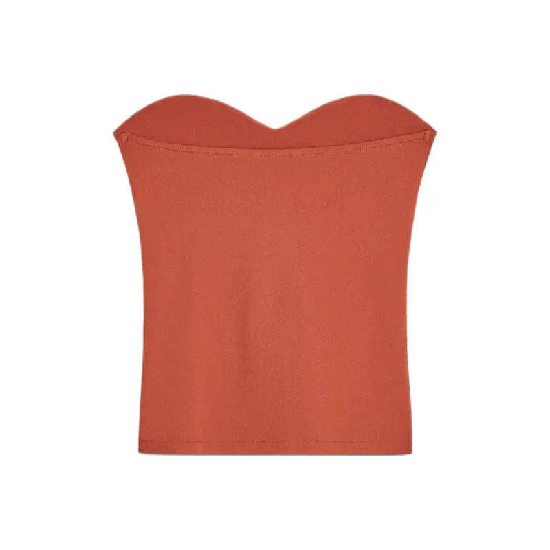 ZARA Strapless Top Women's Ochre Red-1