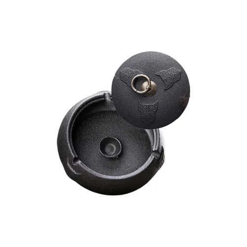 KUGUAN High End Ceramic Craft Cast Iron Ashtray With Lid