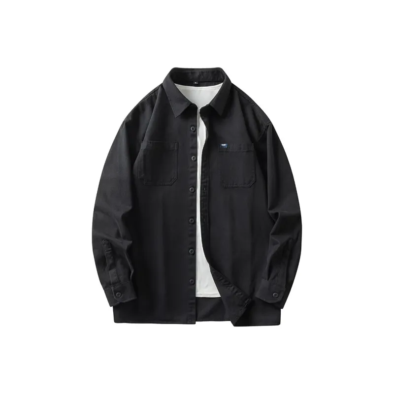 TESTUNG Fashion Minimalist Style 100% Cotton Skin Friendly Square Collar Single Breasted Everyday Commute Shirt Unisex-7