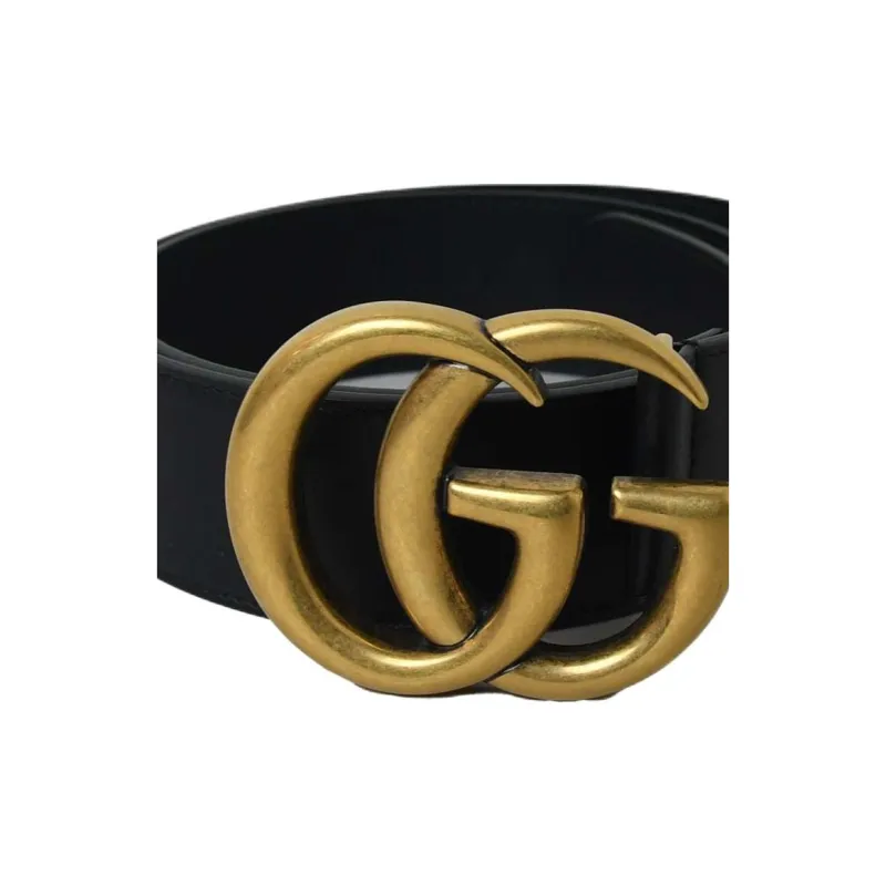 GUCCI Calfskin Leather Belts Women's Black Width 4CM-1