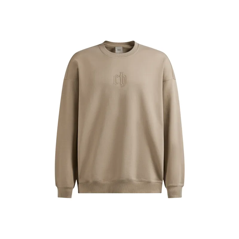 CHINISM Loose Fit Crew Neck Sweatshirt Unisex Brown-0
