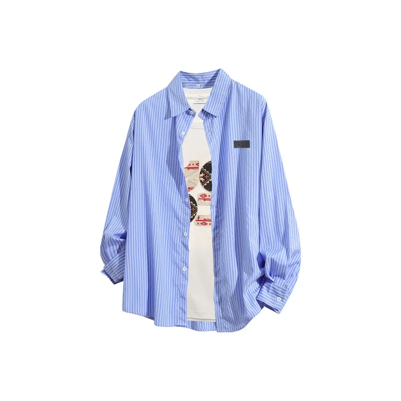 YOSICIL Shirt Unisex Light Blue Striped Comes With White T Shirt-0