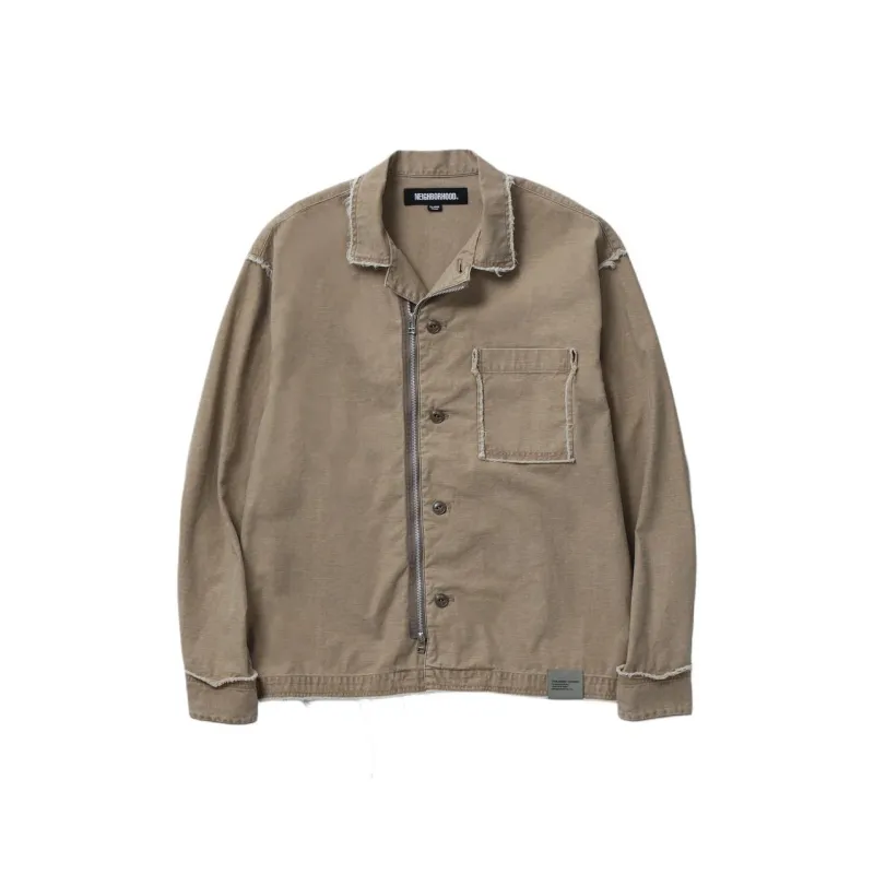 NEIGHBORHOOD Untrimmed Zip Long Sleeve Shirt-0
