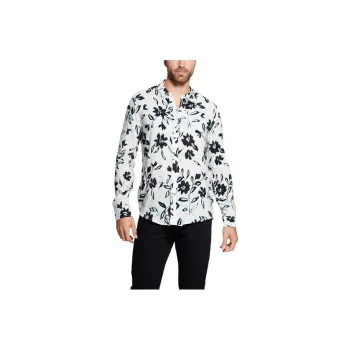 GUESS Eco Ikat Floral Long-Sleeve Shirt Shirt Men's White