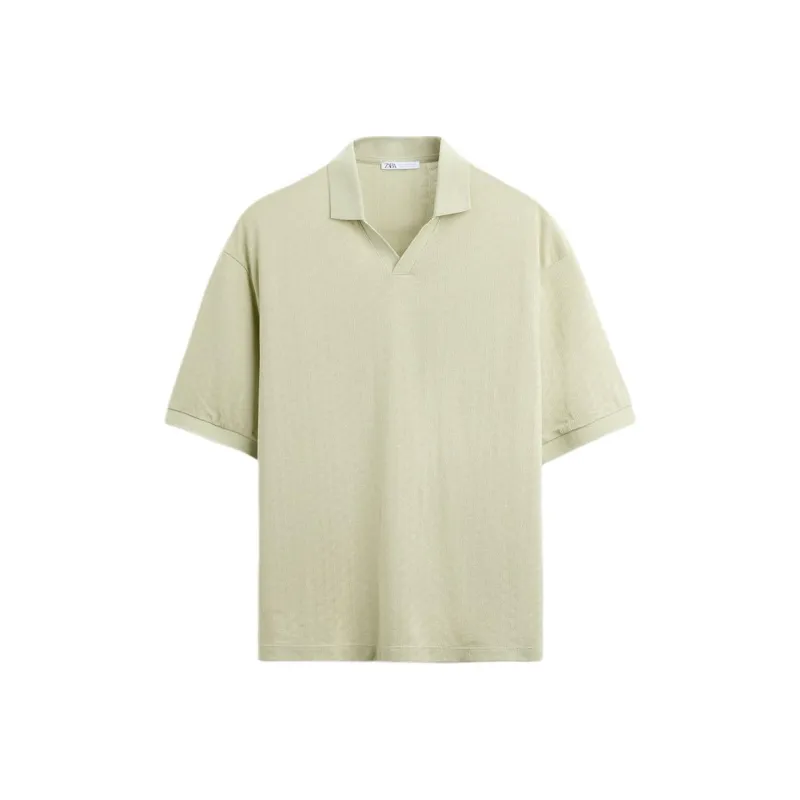 ZARA Polo Shirt Men's Light Green-0