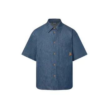 LOUIS VUITTON Short-Sleeved Cotton Chambray Shirt