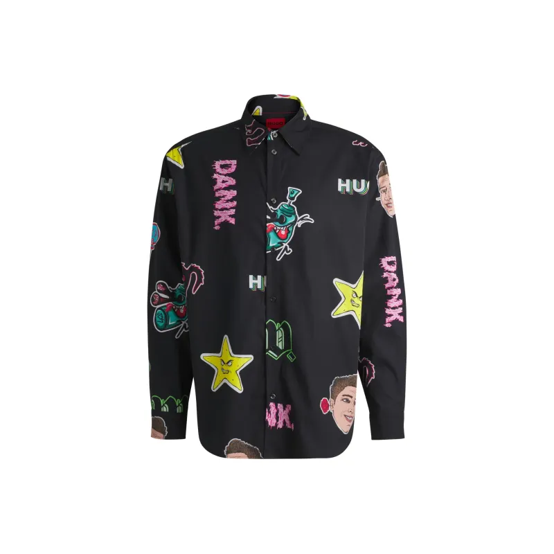 HUGO BOSS Graphic Print Cotton Shirt-0