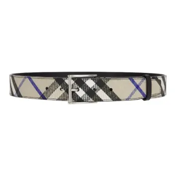 Burberry Calfskin Leather Belts Men's Gray Width 3.5CM