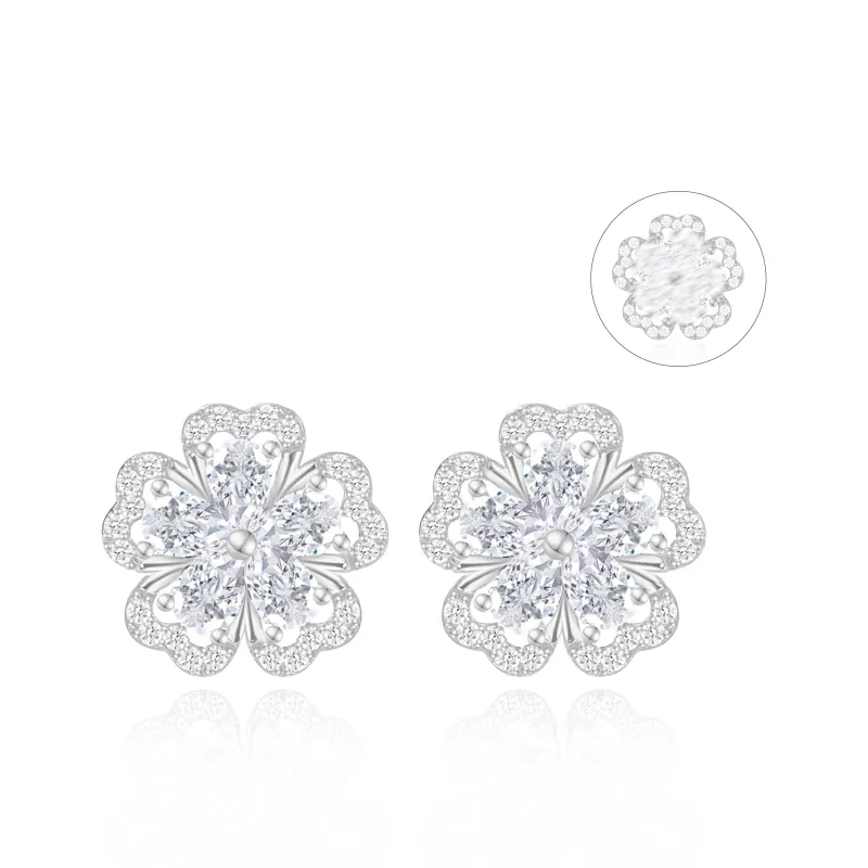 Lao Feng Xiang S925 Silver Stud Earrings Women's-0
