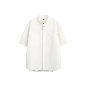 PAINT STAIN New Chinese Style Stand Collar Ice Silk Fabric Short Sleeved Shirt Unisex