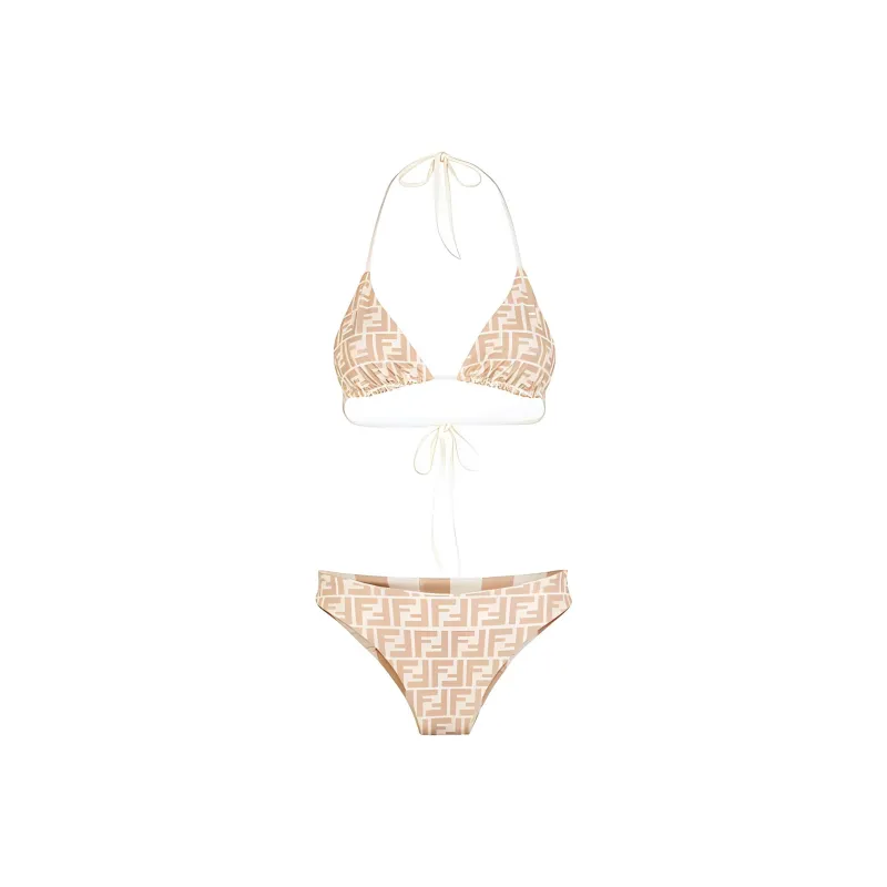 FENDI Striped Halterneck Two Piece Swimsuit-1