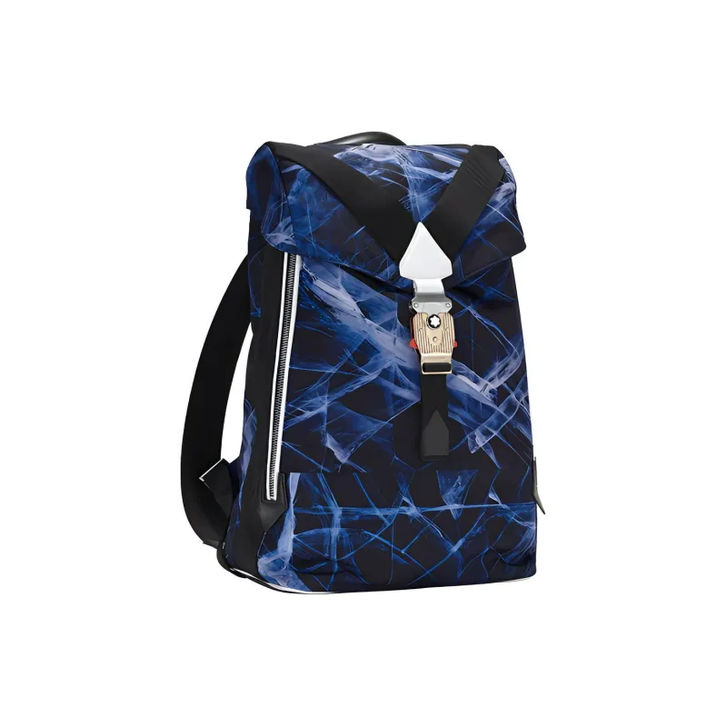 MONTBLANC Meisterstuck Nylon Patchwork Eco Friendly Cow Leather Fabric Backpacks Backpack Medium Size Unisex Black/Blue-2