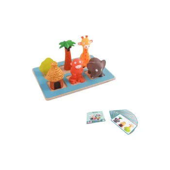 DJECO Jungle Little Animal Line Up And Hide and Seek Spatial Relationship Puzzle Board Games