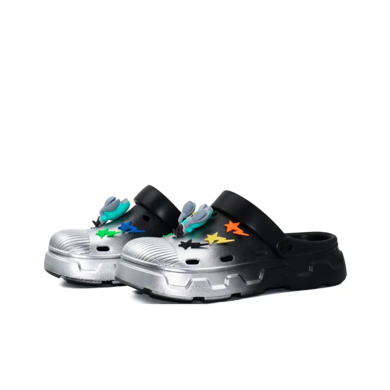NANJIREN Clogs Unisex Black Silver Semi Spray-1