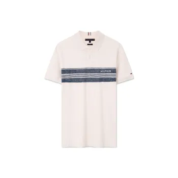 Tommy Hilfiger Polo Shirt Men's Ecru Color Blocking