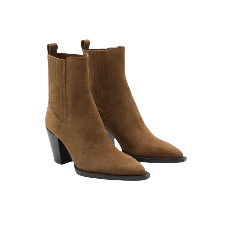 MANGO Short Chelsea Boots 5.5cm Women's Brown-3