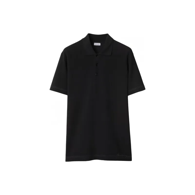 Burberry Logo embroidered Cotton Polo Shirt-0
