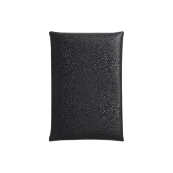 HERMES Calvi Evercolor Calfskin Card Holder Women's 3Y Caban Black Cloth