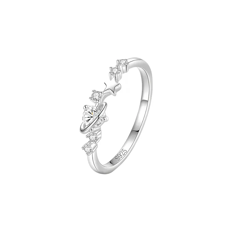 MAGICPOLE 925 Sterling Silver With Zircon Rings Unisex Silver-3