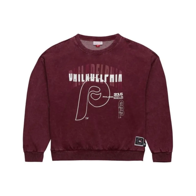 Mitchell & Ness x MLB Oversized Graphic Crew Philadelphia Phillies Sweatshirt Unisex Red-0