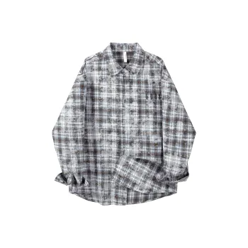 GDRX Shirt Unisex Gray Plaid Tie Dye