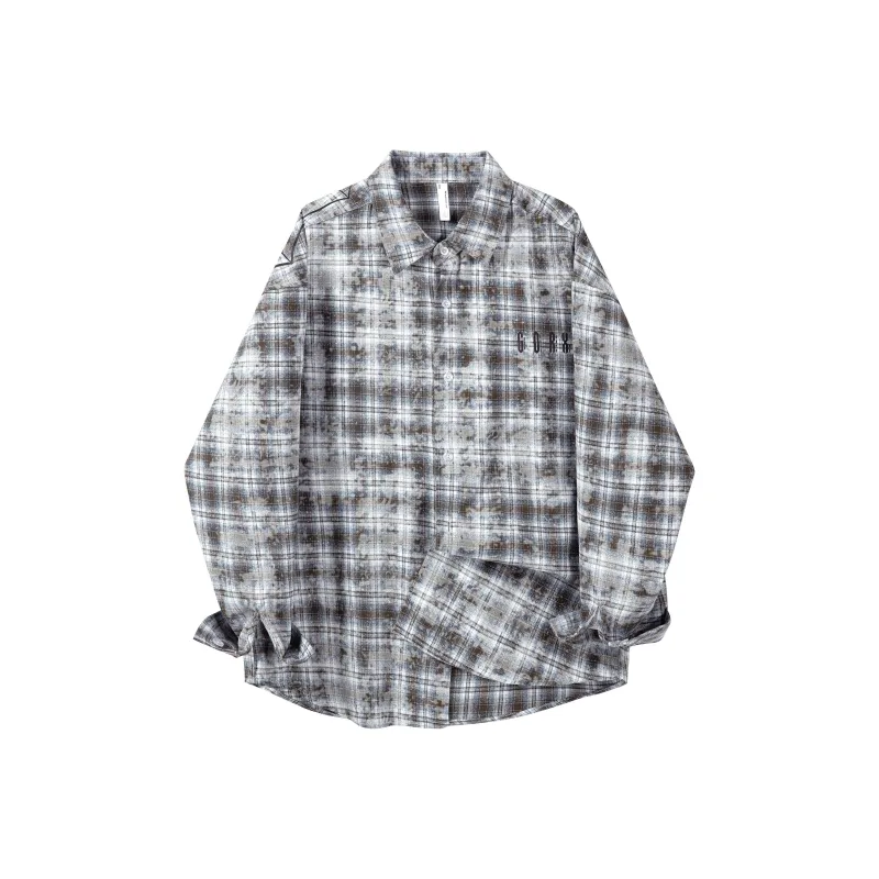 GDRX Shirt Unisex Gray Plaid Tie Dye-0