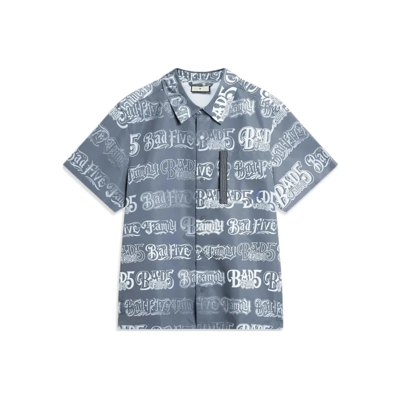 LiNing x MISTER CARTOON Badfive Shirt Men's Matte Gray Sky Blue-0