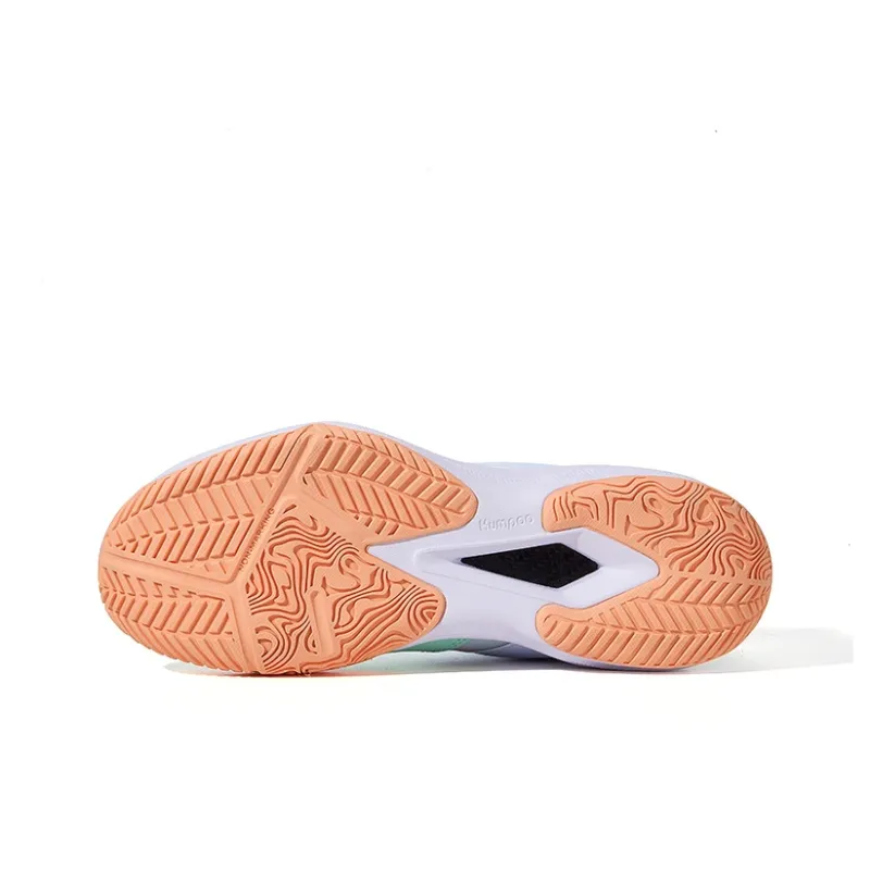 KUMPOO Cushioning, Breathable, Supportive Low Top Badminton Shoes Unisex White Green Orange-4