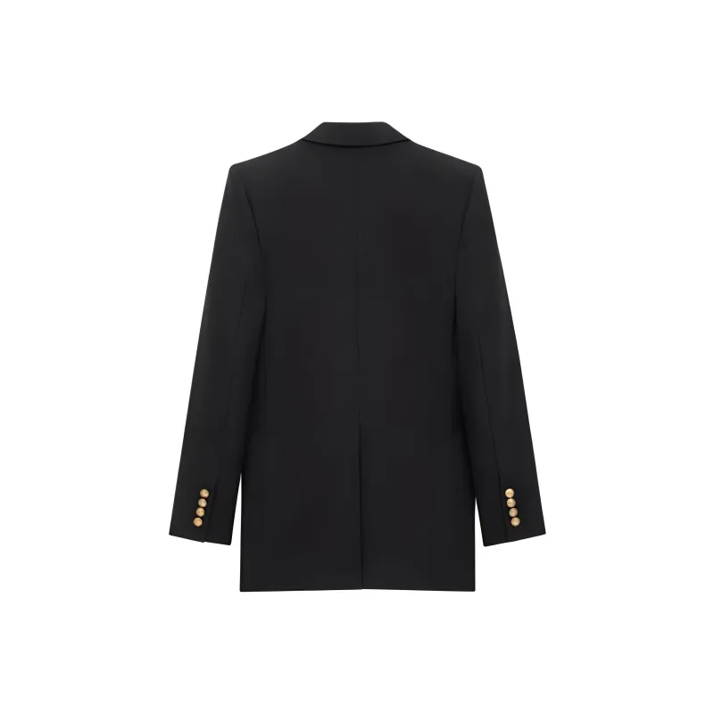 SAINT LAURENT Wool Gabardine Blazer 'Black'-1