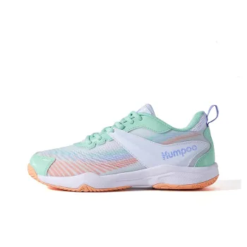 KUMPOO Cushioning, Breathable, Supportive Low Top Badminton Shoes Unisex White Green Orange