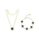 Starlight Four-Leaf Clover Bracelet & Clothing Set[Black+Black]