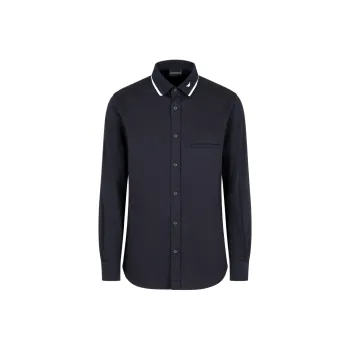 EMPORIO ARMANI Satin Shirt With Contrasting Ribbed Collar
