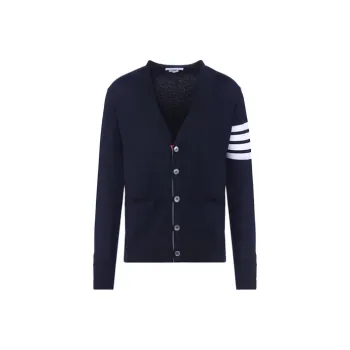 THOM BROWNE 4 Bar V Neck Cardigan