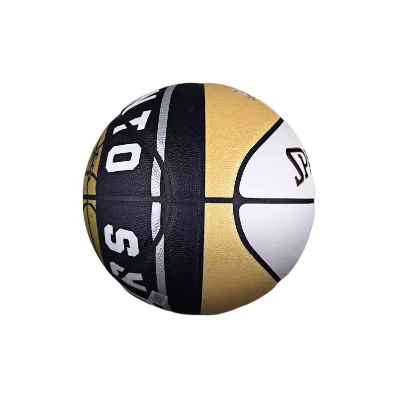 SPALDING Rubber Basketball White Gold/Black Size 7 Ball Training Unisex-1