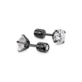 Black White Zircon-Iridescent Star Stud Earrings (3MM)