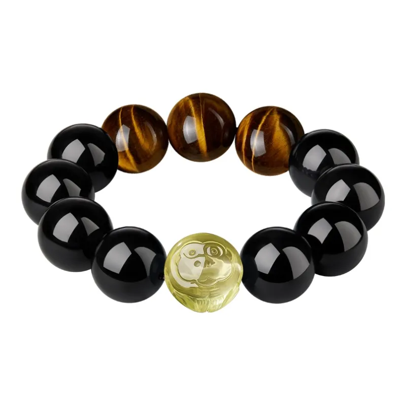 Moonstone Edge Natural Obsidian Bracelets Men's-14