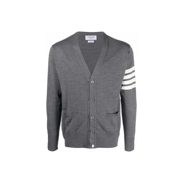 THOM BROWNE 4 Bar V Neck Knitted Cardigan-0