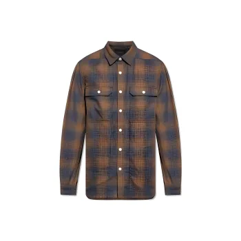 RICK OWENS Checked Cotton Overshirt