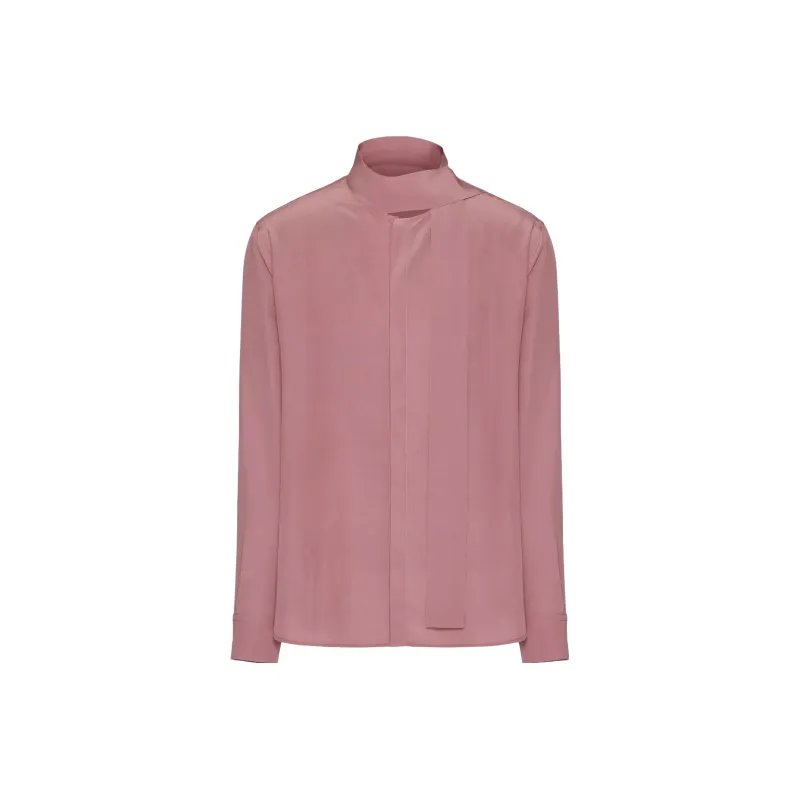 Valentino FW23 Washed Silk Shirt With Neck Tie Shirt Men's Fuchsia-0