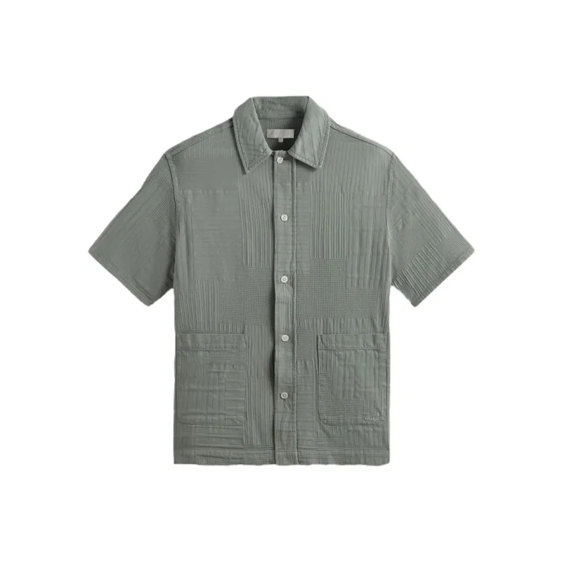 KITH Overdyed Patchwork Boxy Collared Overshirt-0