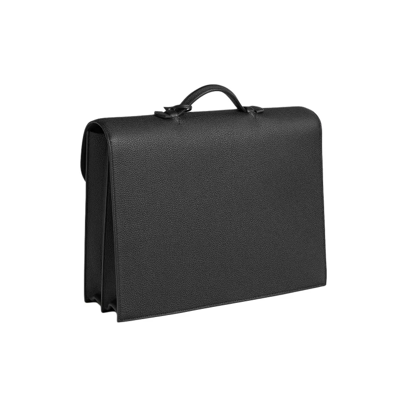 HERMES Sac A Depeches Togo Calfskin Briefcase, Handbag Men's 89 Noir Black-2