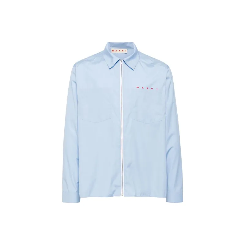 MARNI Logo Printed Long Sleeved Zipped Shirt-0